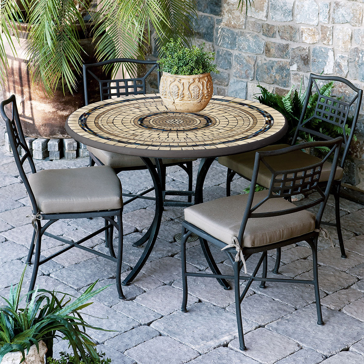 42" KNF Mosaic Patio Table Set w/4 Chairs